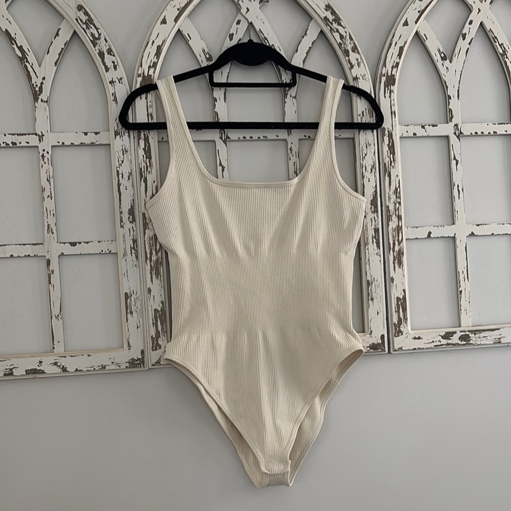 Cream Ribbed Bodysuit